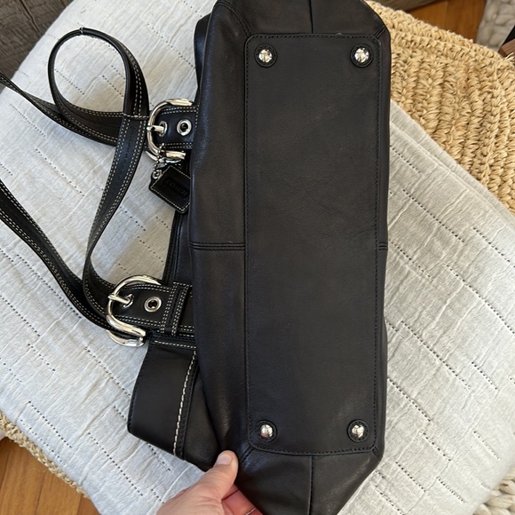 COACH black leather shoulder bag *GENUINE* real! - Picture 4 of 8